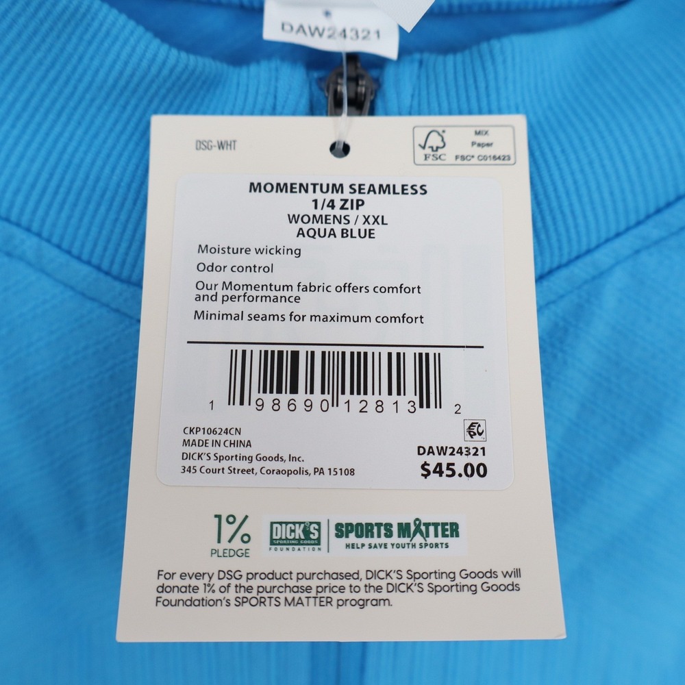 DSG Momentum Seamless 1/4 Zip Pullover Aqua Blue Womens XXL - Picture 5 of 7